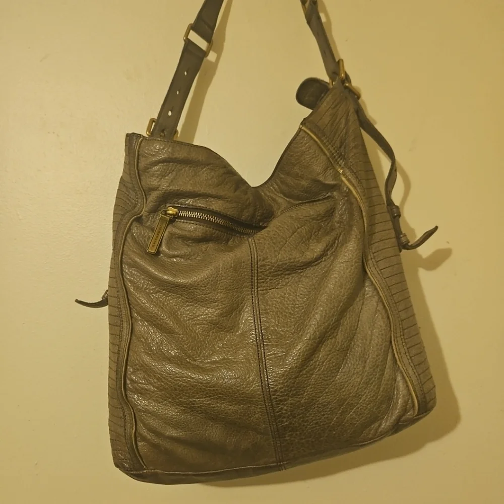 Liebeskind Elenor Taupe Genuine Leather Shoulder Bag Luxury Designer Purse